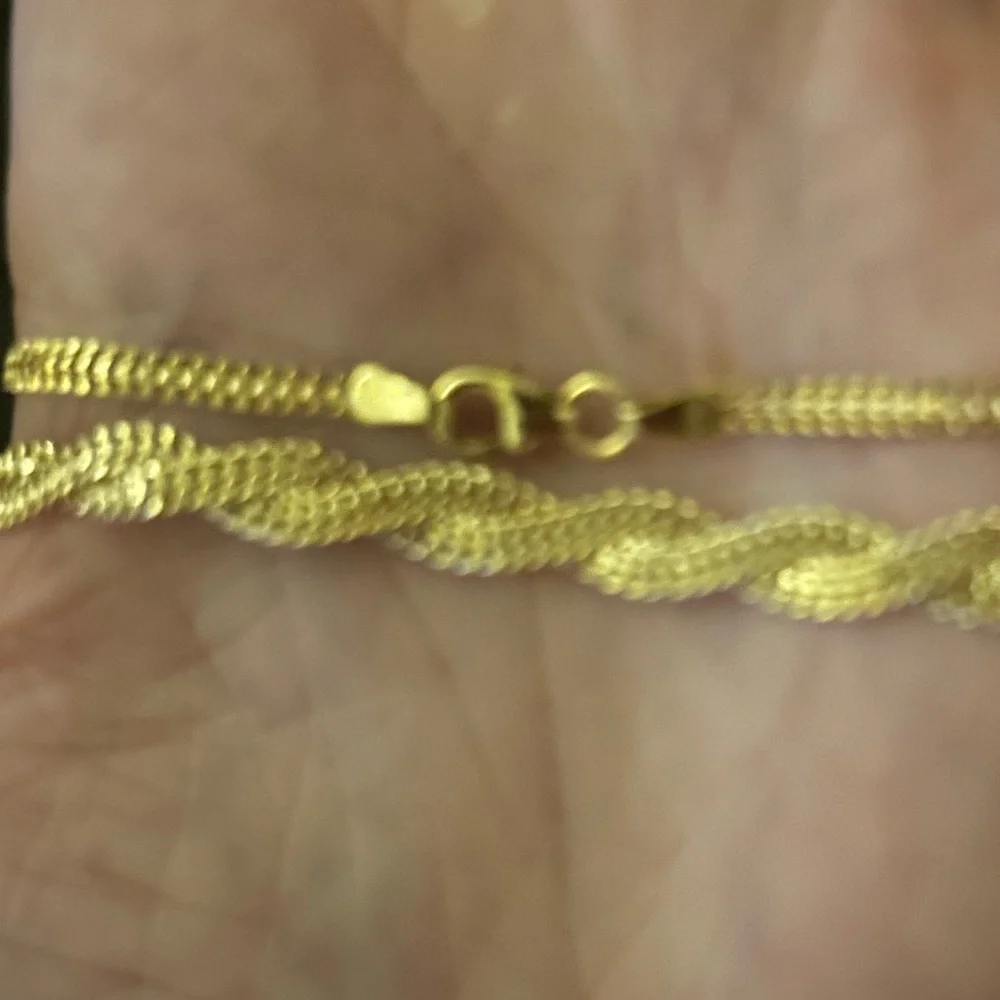 NEW SOLID 10K YG Necklace Yellow Gold Double Curb Link Braided Design Chain 10k - Picture 9 of 15